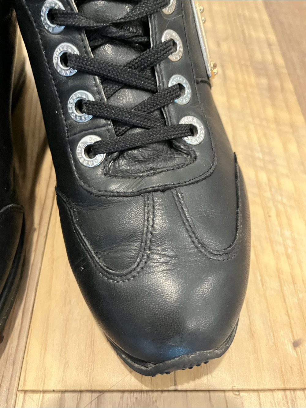 Dolce & Gabbana Black Leather Wedge Women’s Sneakers- size 36.5 - Picture 10 of 13